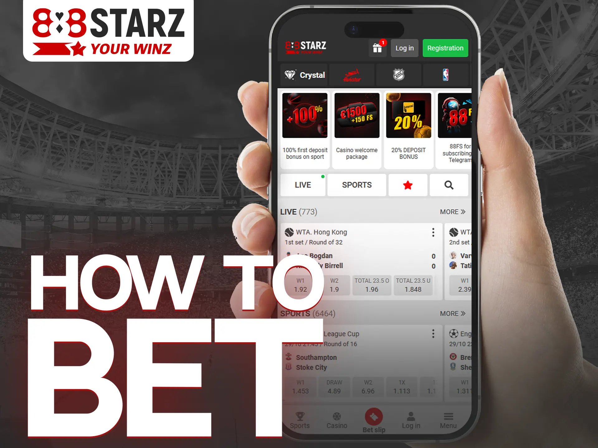 Placing bets on the 888Starz app is simple and quick.