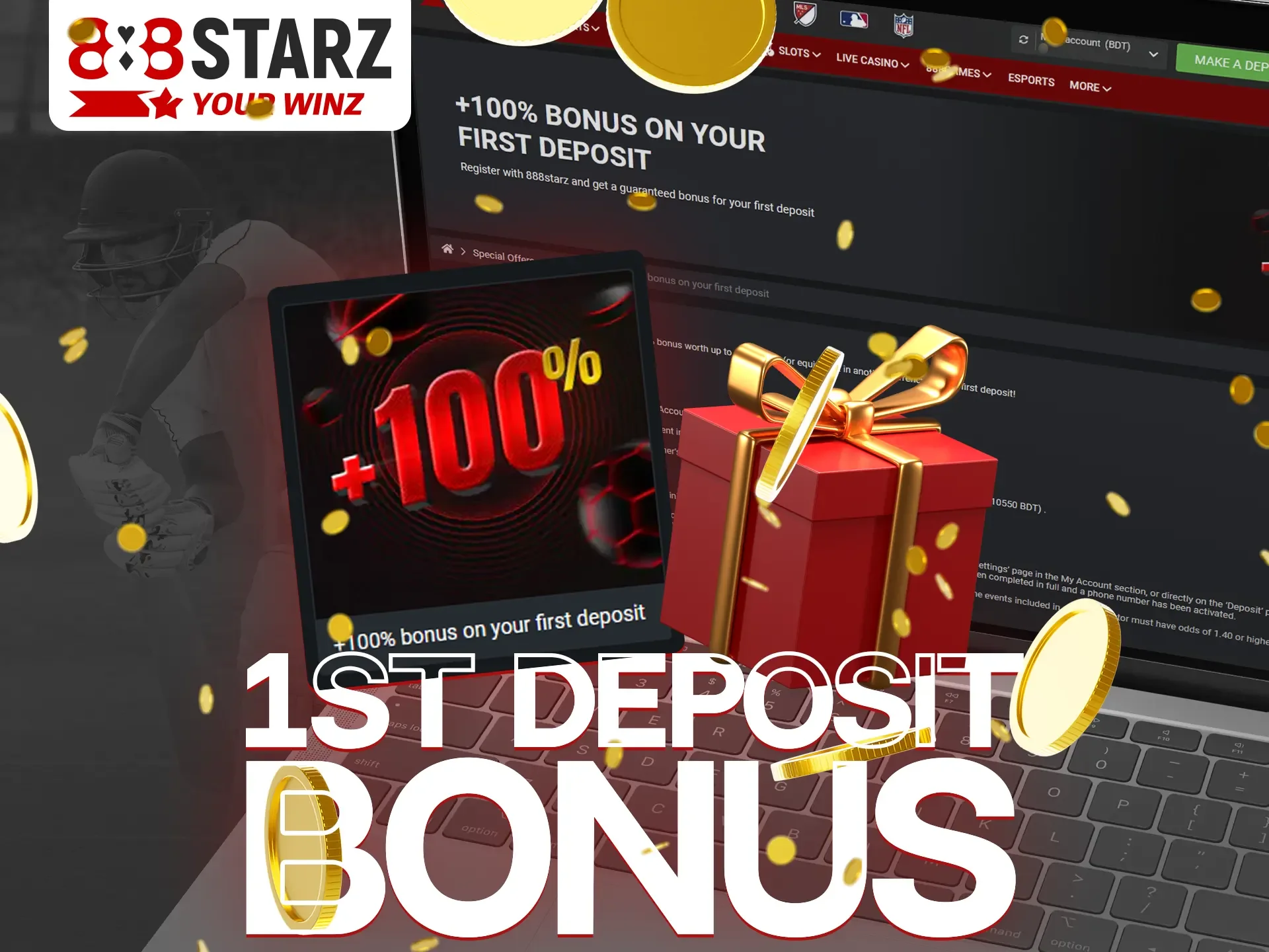 New players can claim a first deposit bonus at 888Starz.