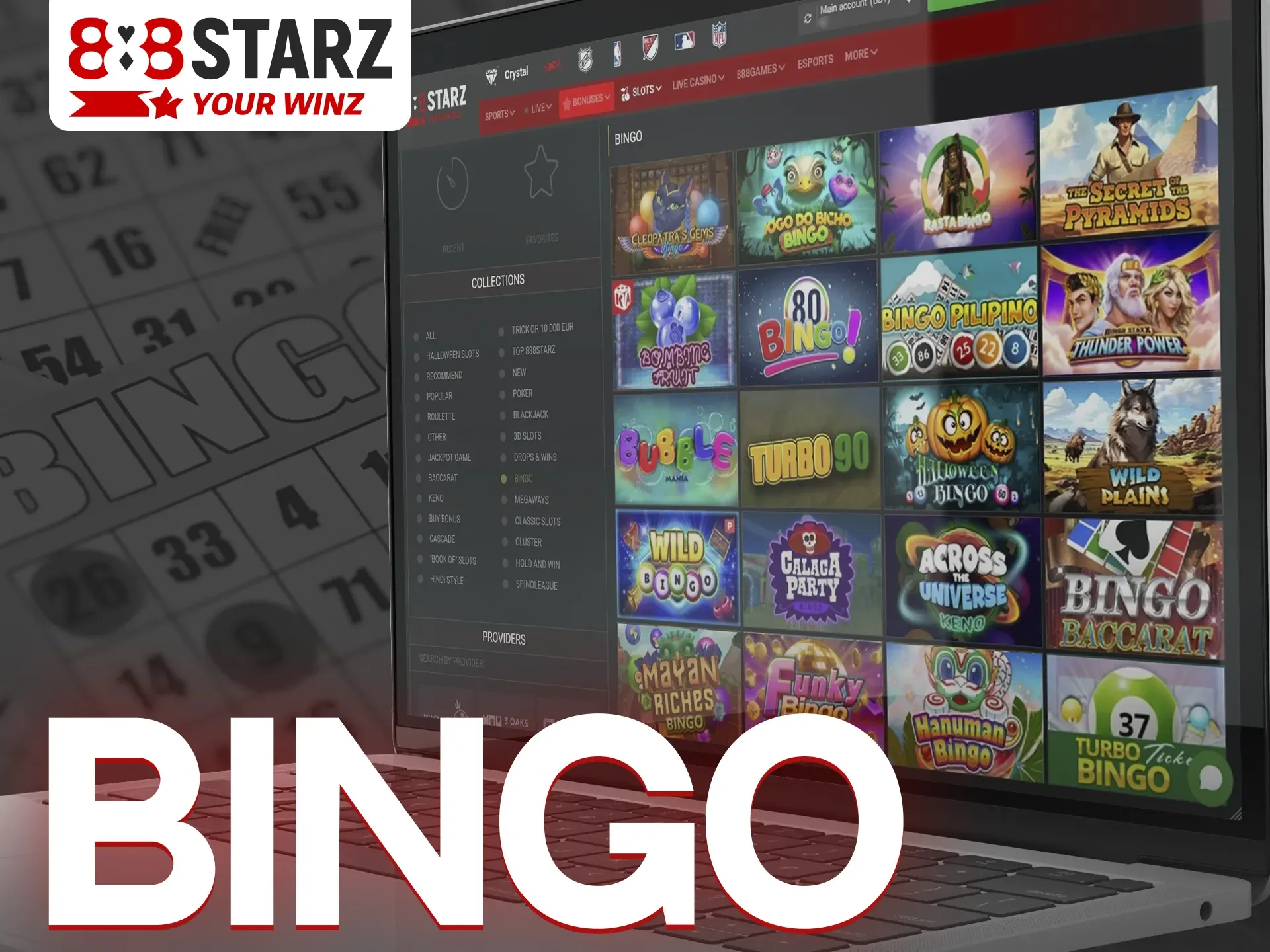 Play exciting bingo games at 888Starz website.