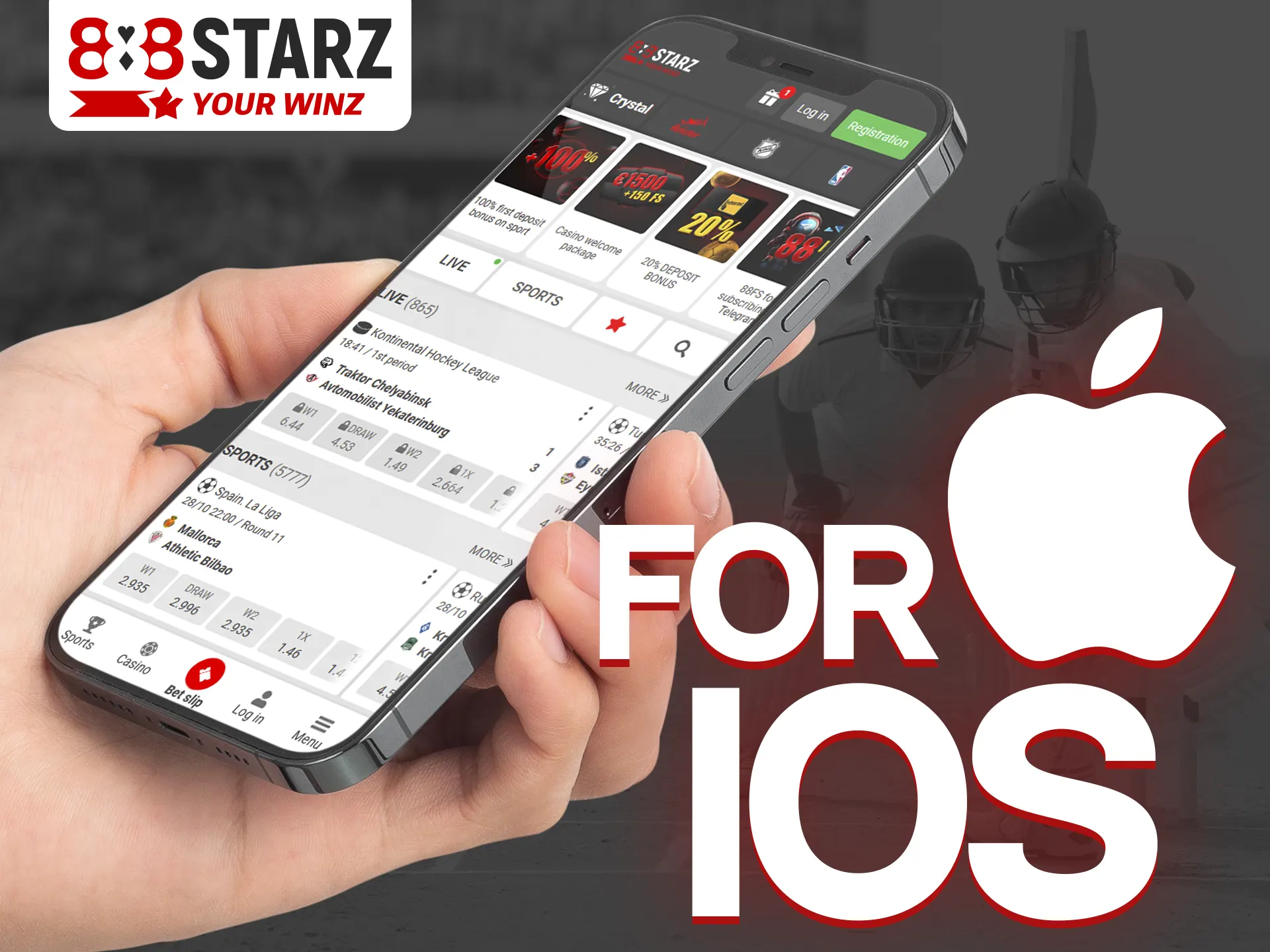 Try the iOS version of the 888Starz app.