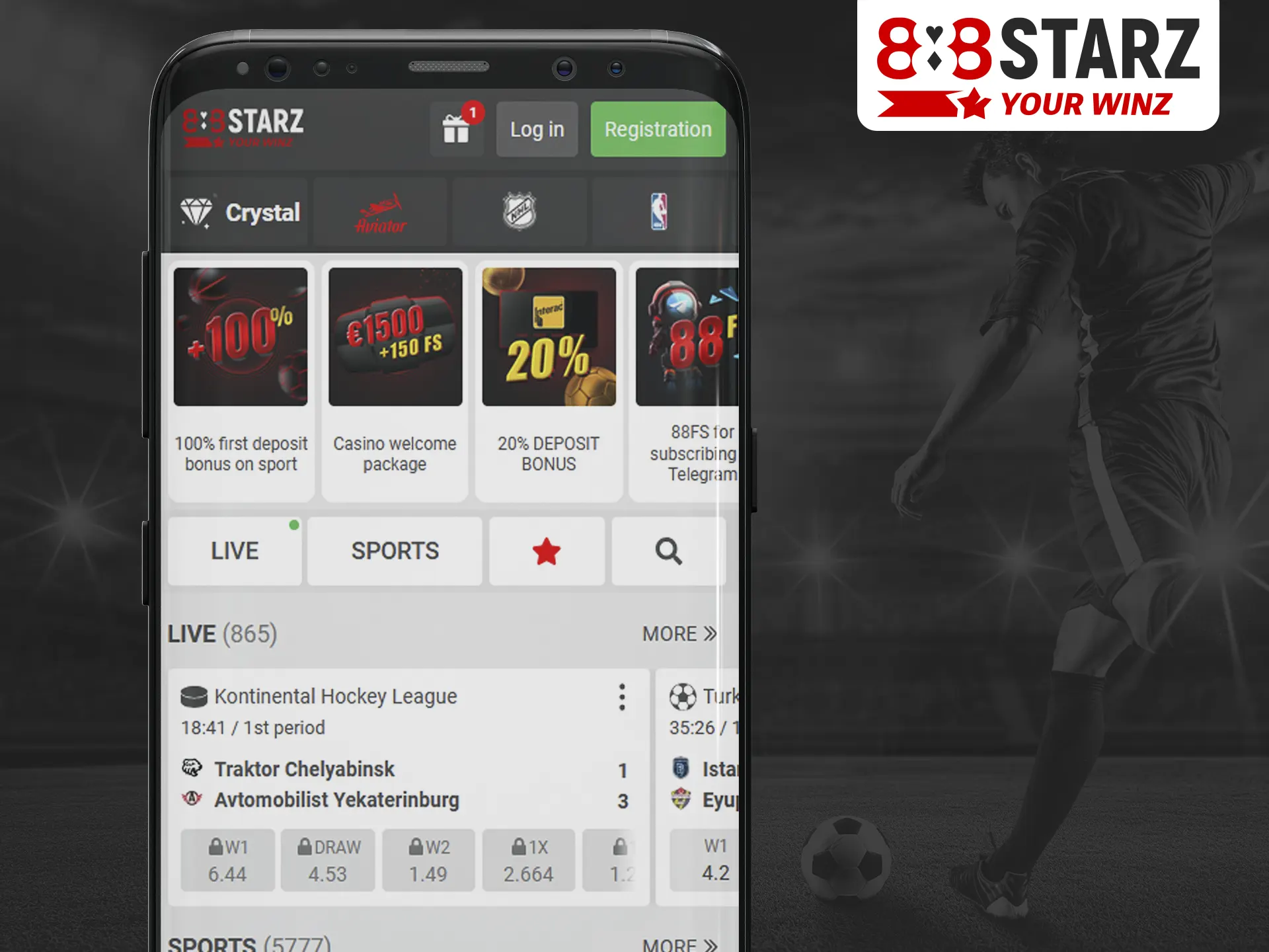 With 888Starz mobile website you can place bets and play casino games anywhere.