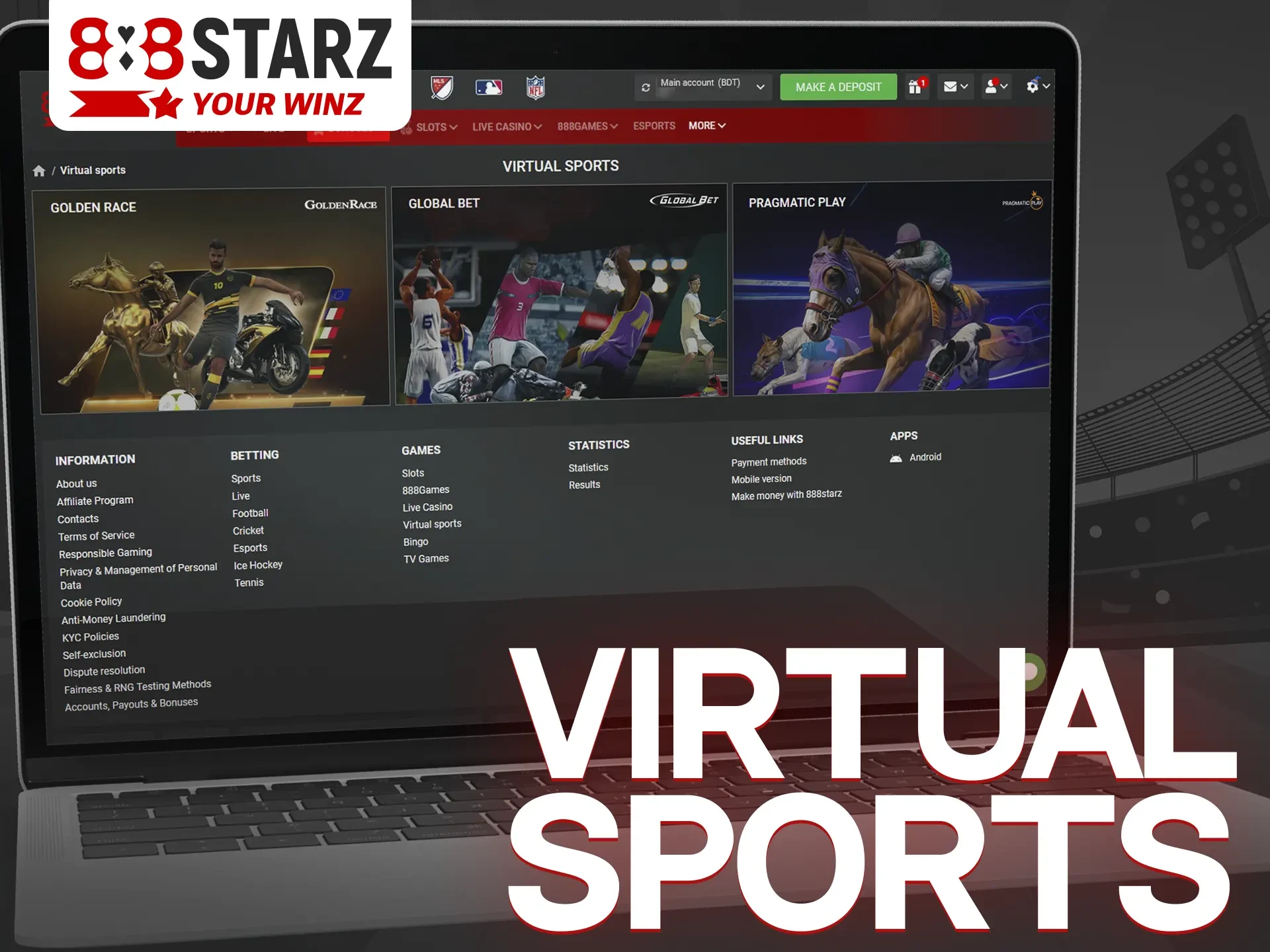 Try virtual sports betting at 888Starz website.