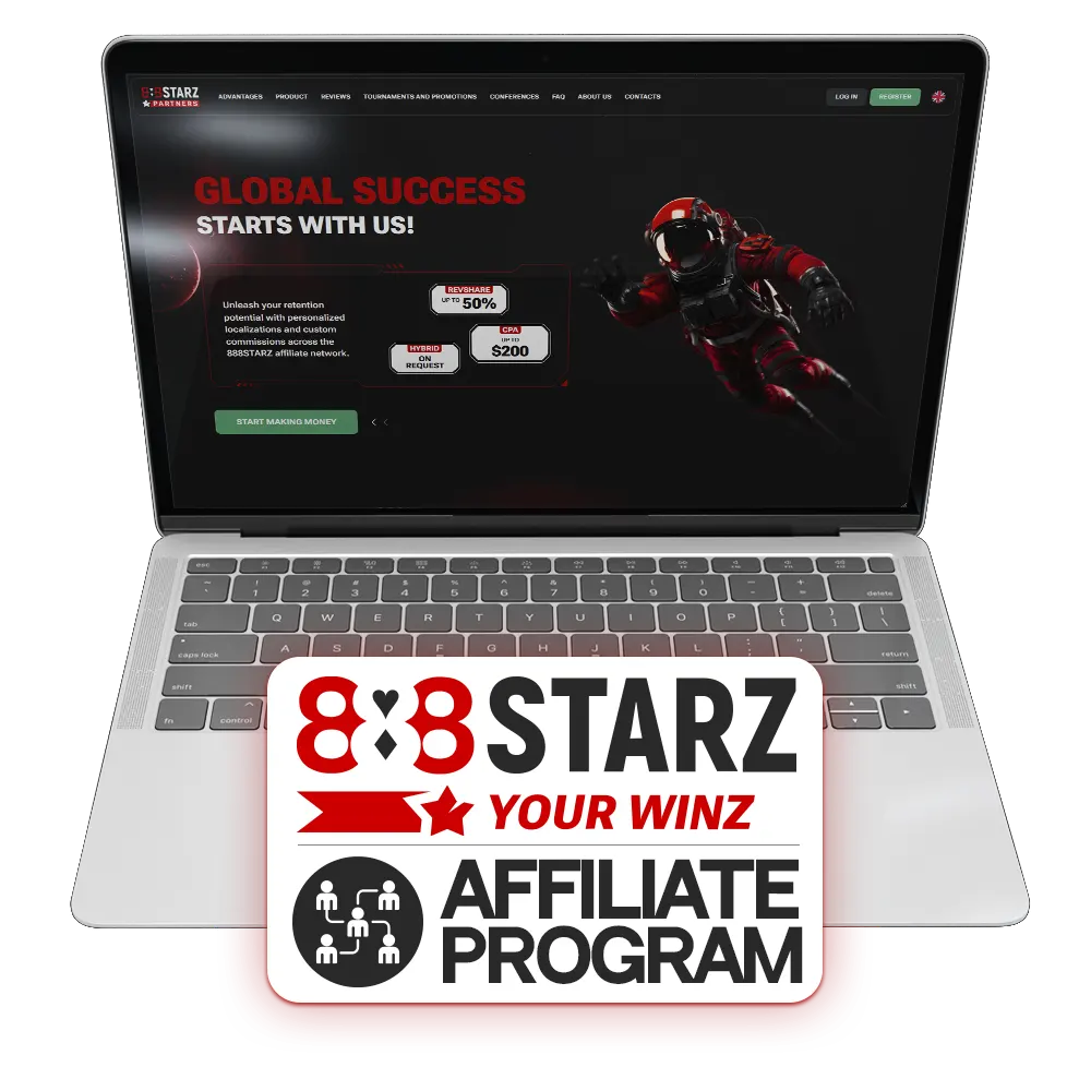 Get extra benefits with the 888Starz affiliate program.