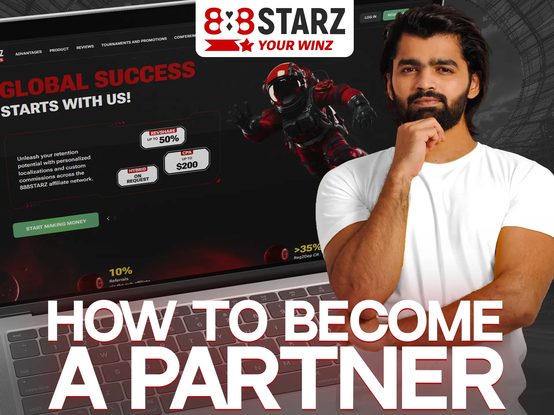 Follow these steps if you want to become an affiliate with 888Starz.