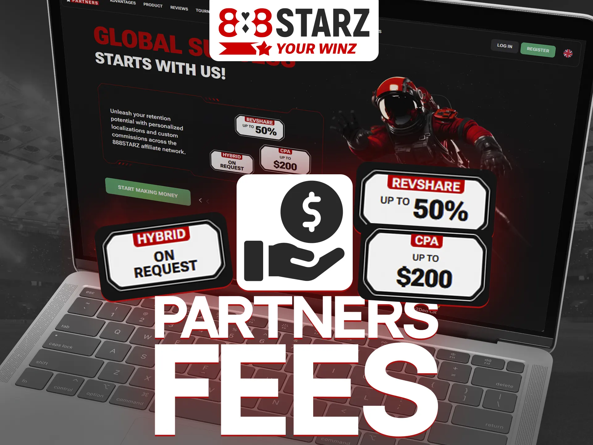 Rewards for 888Starz affiliates depending on performance metrics.