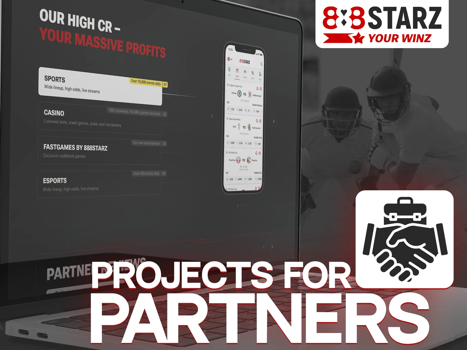 A variety of projects for partners of the 888Starz platform.