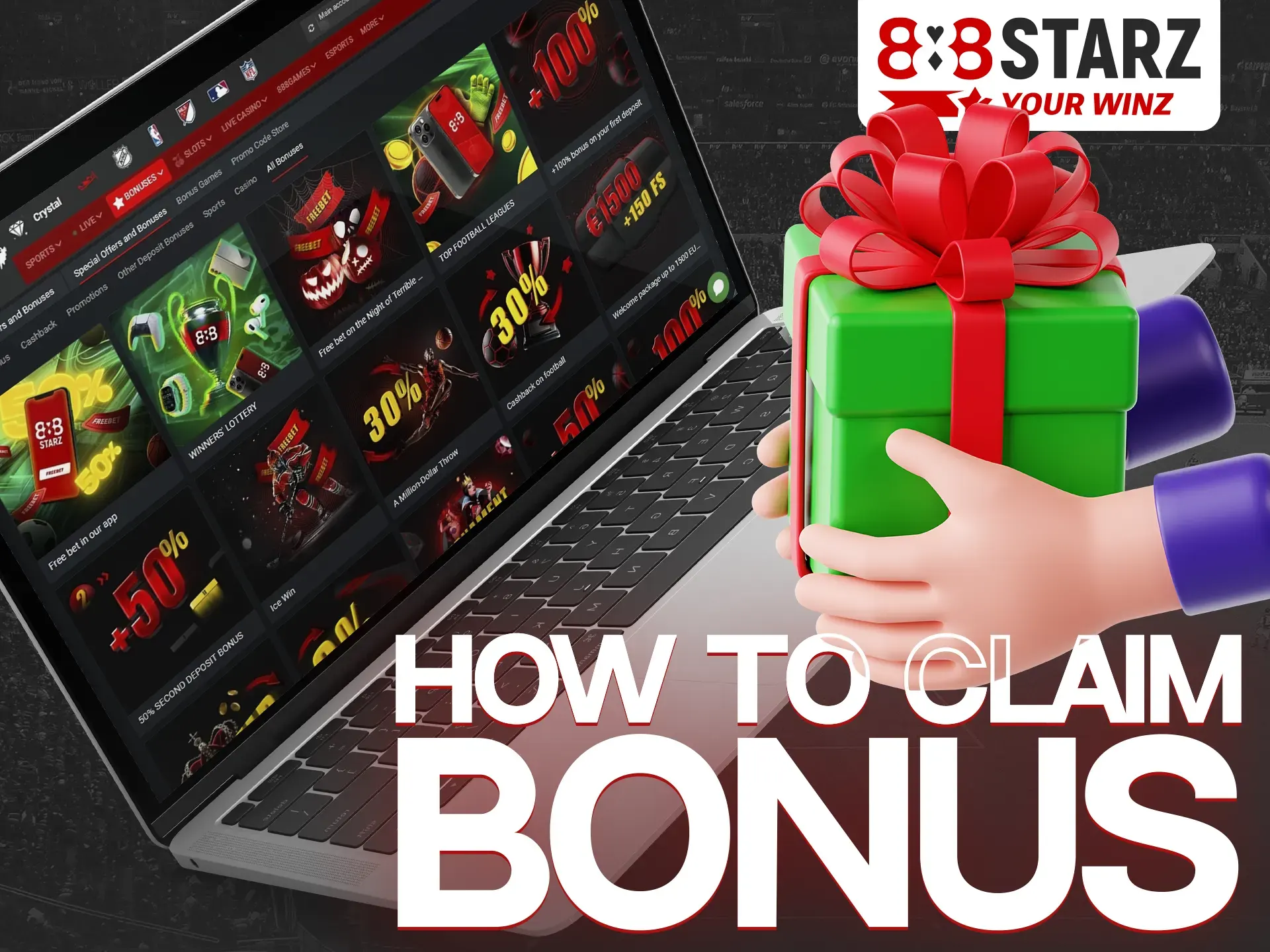 To get different bonuses on 888Starz, follow these steps.