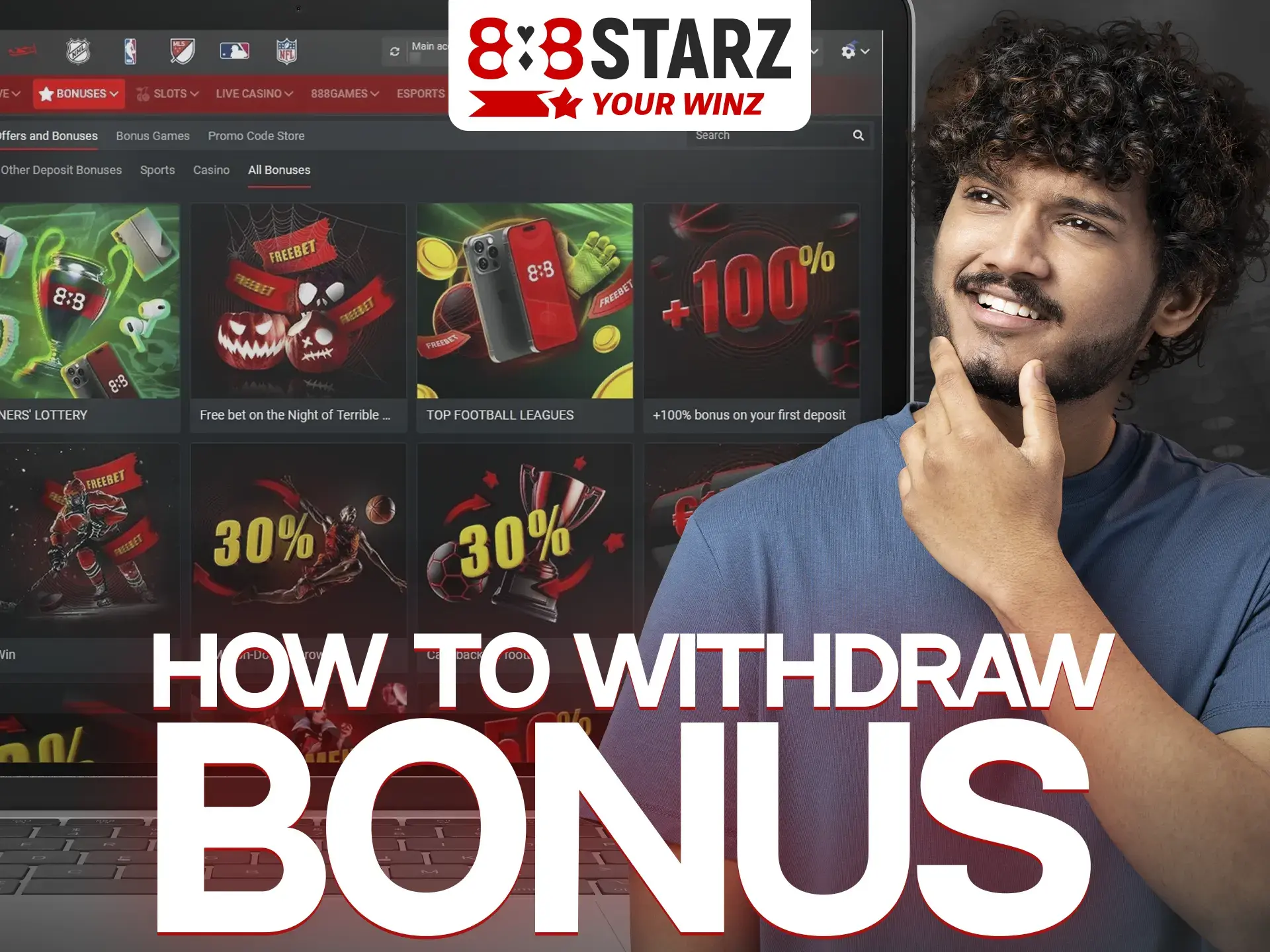 To withdraw bonus funds from 888Starz, follow these steps.