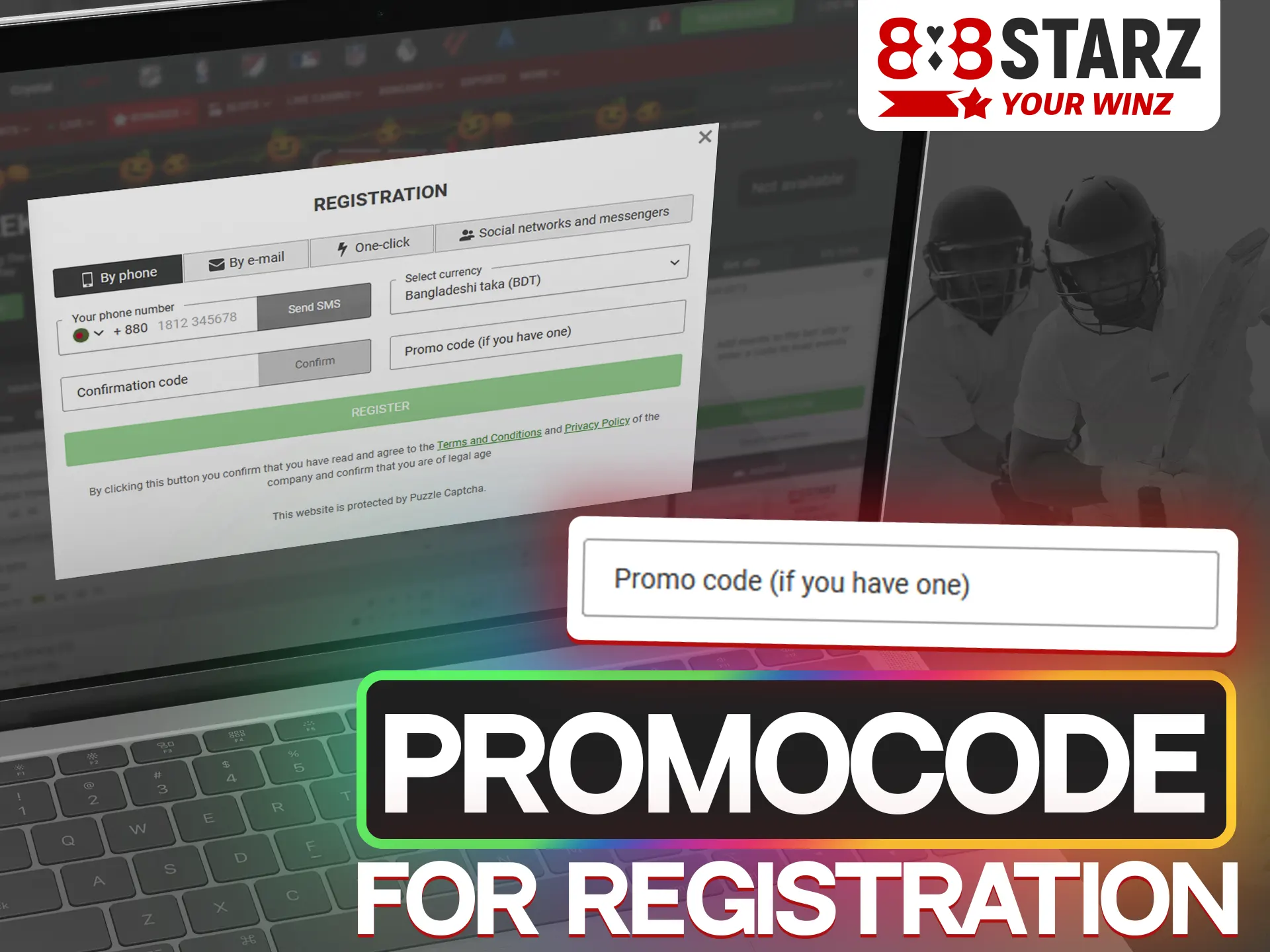 At 888Starz you can use the promo code when registering on the platform.