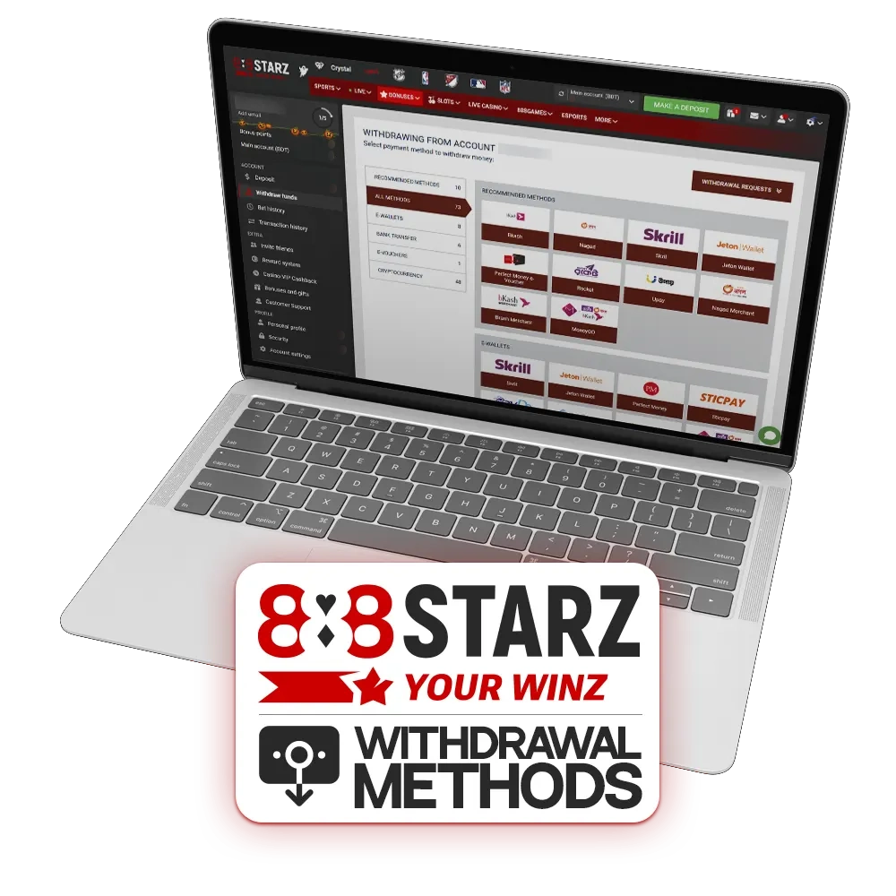 How to withdraw your winnings at 888Starz platform.