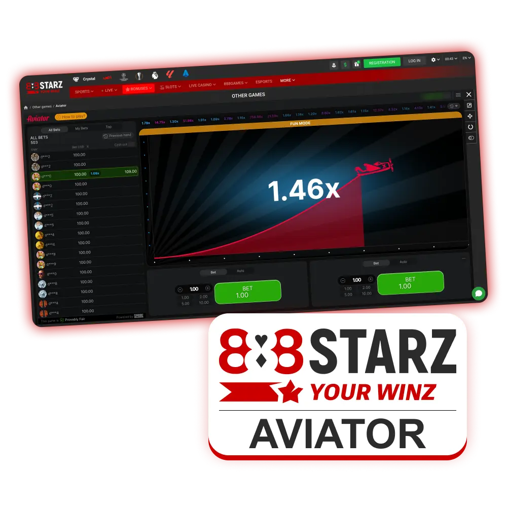 Get unique opportunities for wins with 888Starz Aviator game.