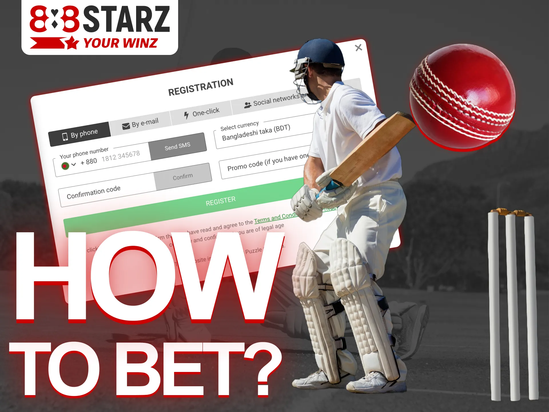 Join the 888Starz platform to start betting on cricket.