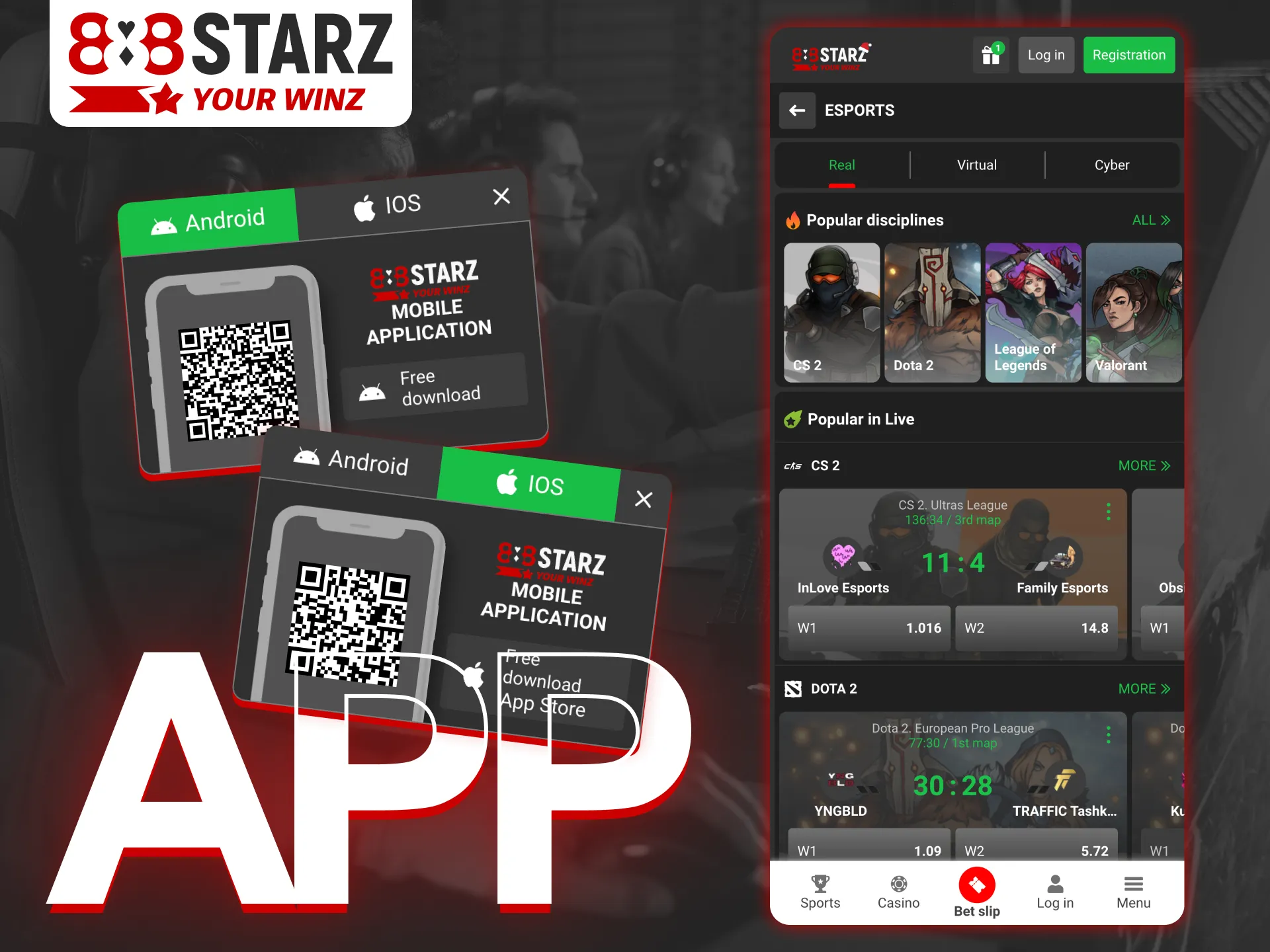 The 888Starz app is great for eSports betting.