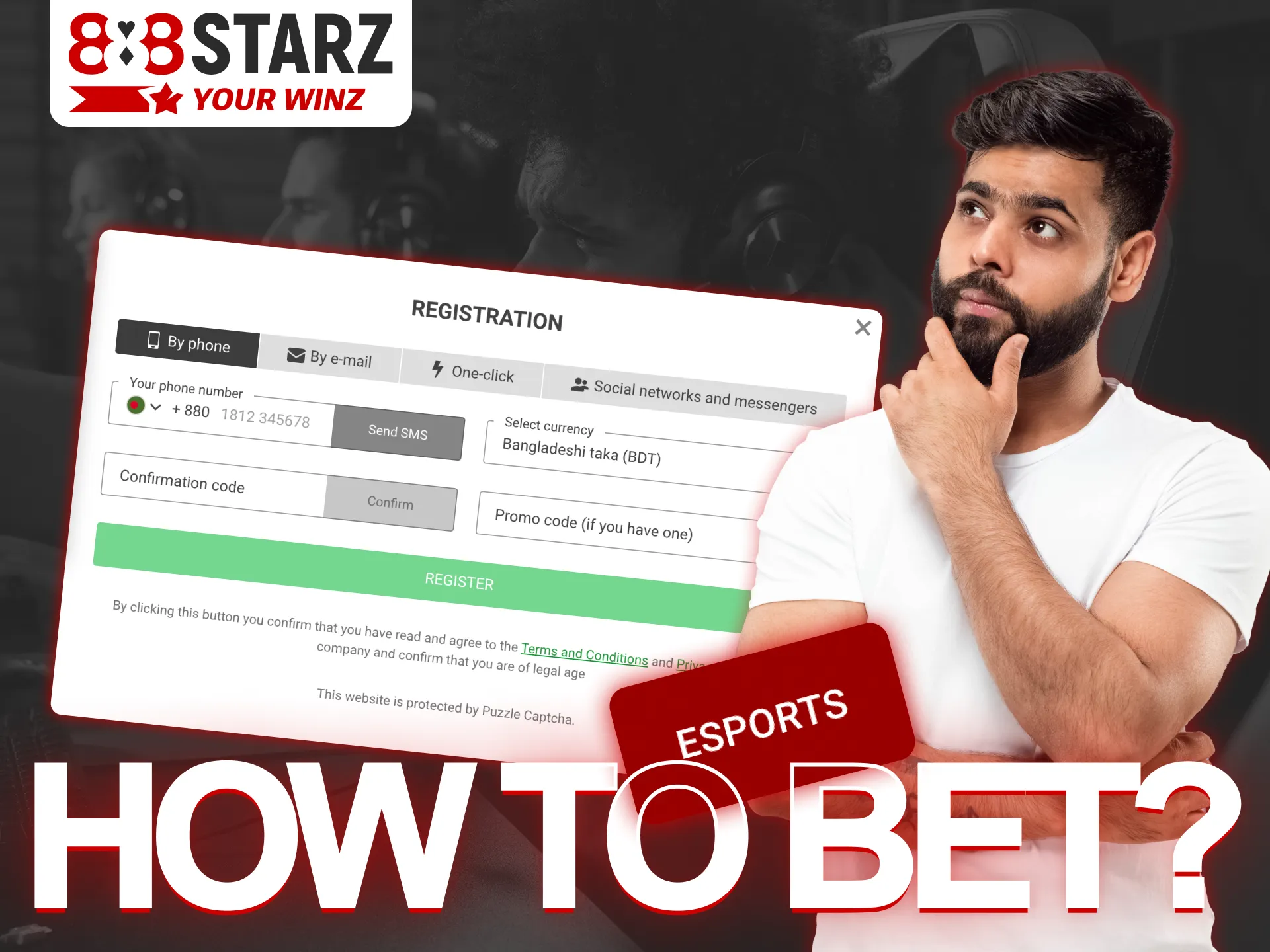 Betting on eSports at 888Starz is available after a registration.