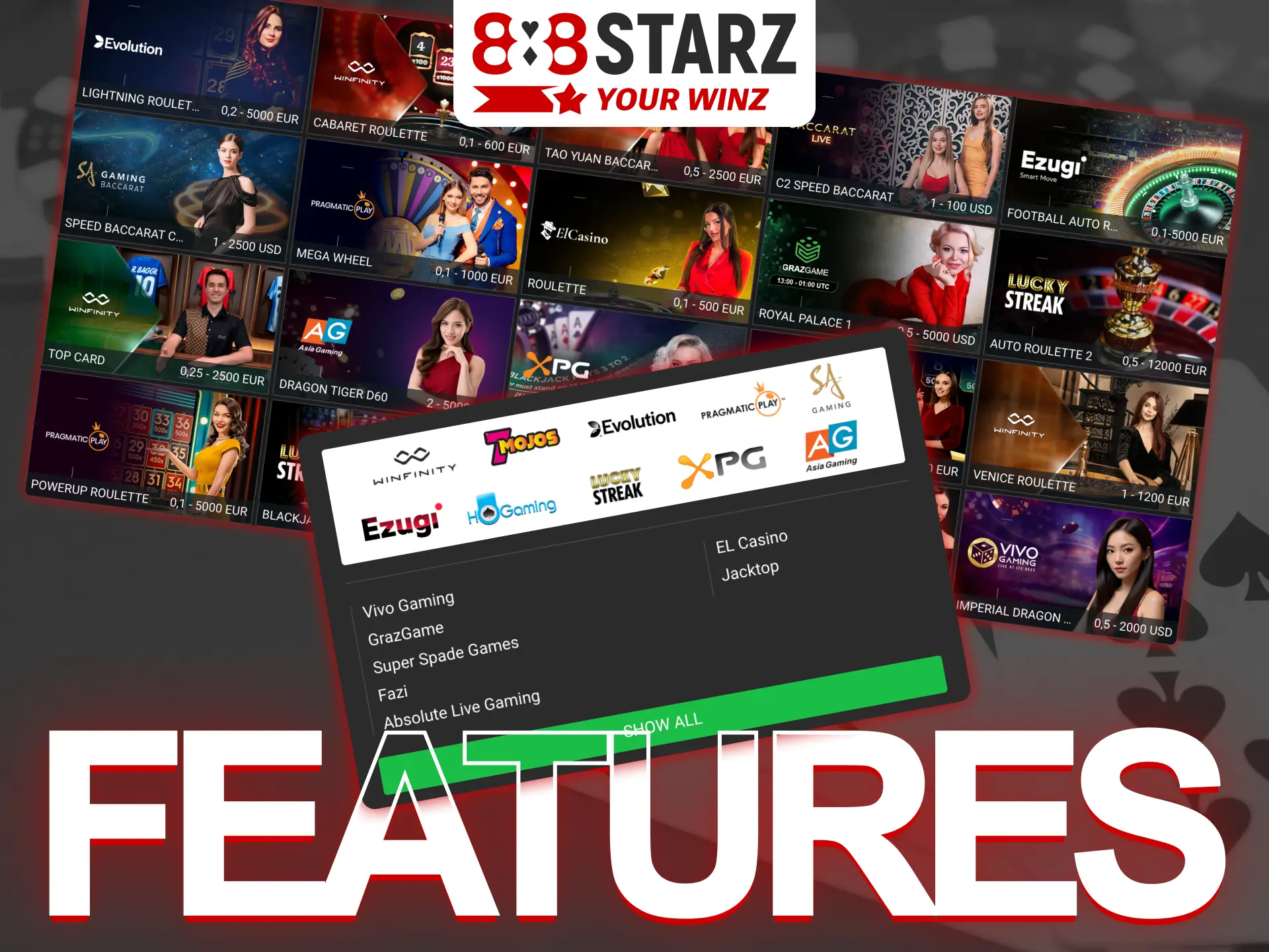 Live dealers section at 888Starz has its own features.