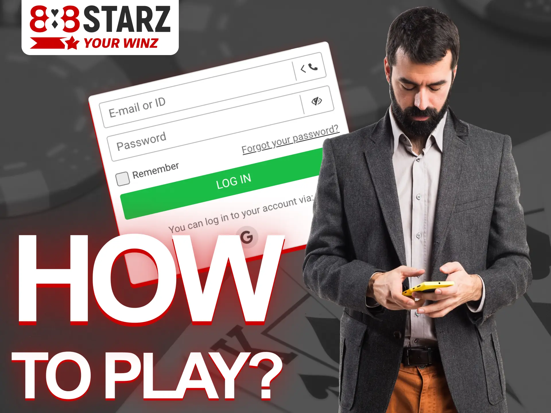 Registration is offered to log into the 888Starz gaming account.