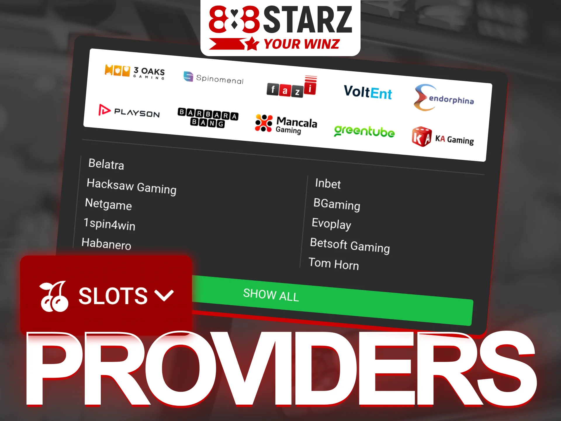 A number of global providers cooperate with 888Starz casino.