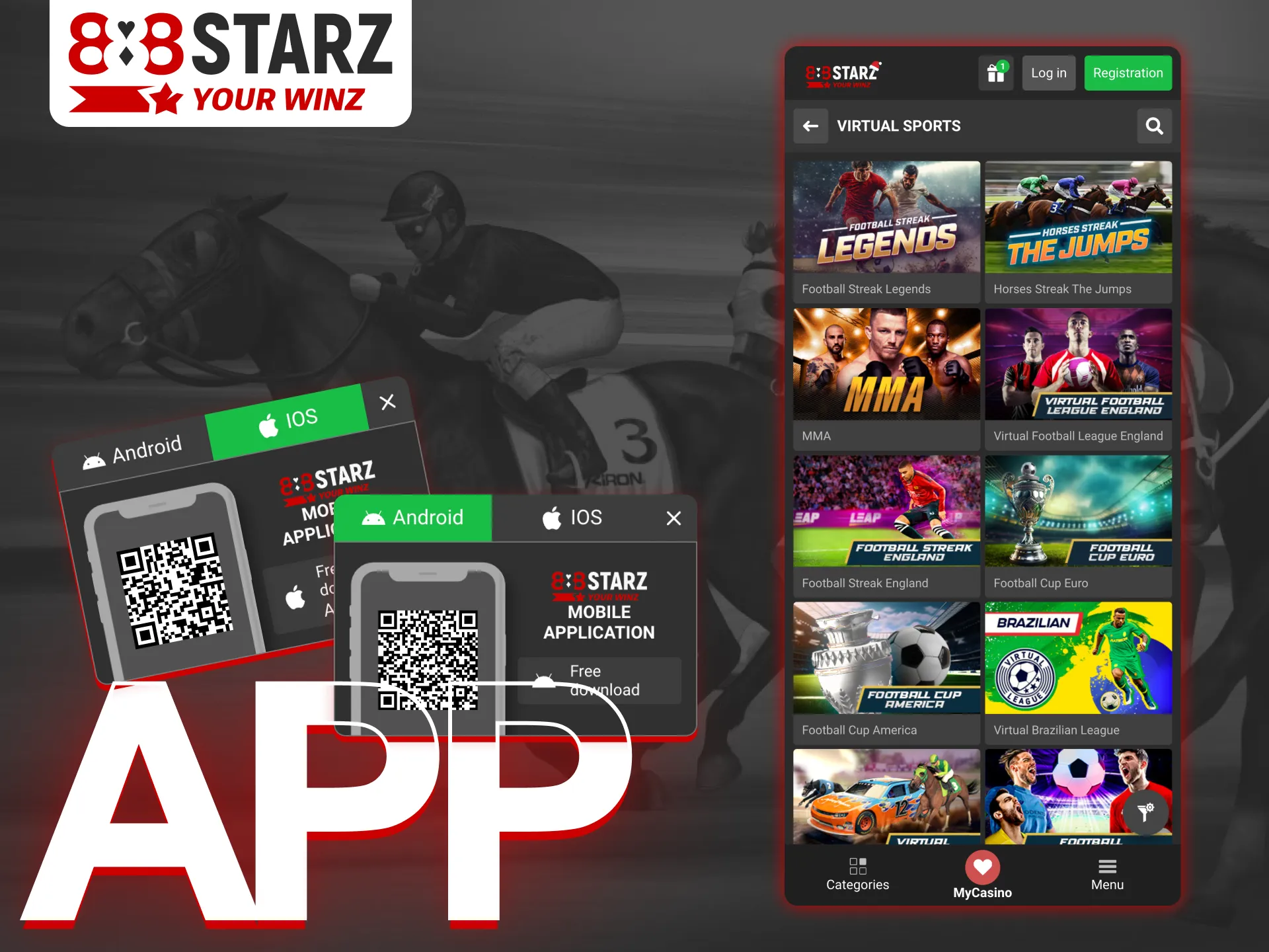 888Starz has developed app for VSports betting.