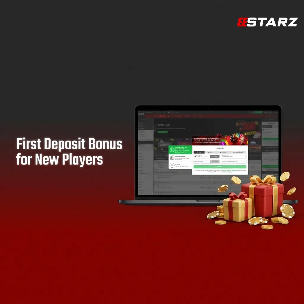 New players receive 200% first deposit bonus up to 60,000 BDT for casino games and sports betting activities.