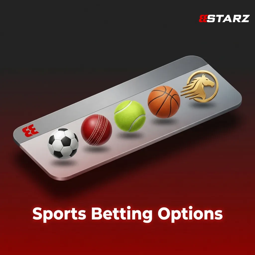 Platform displaying 40+ sports betting options including cricket, football, kabaddi, tennis, and eSports markets
