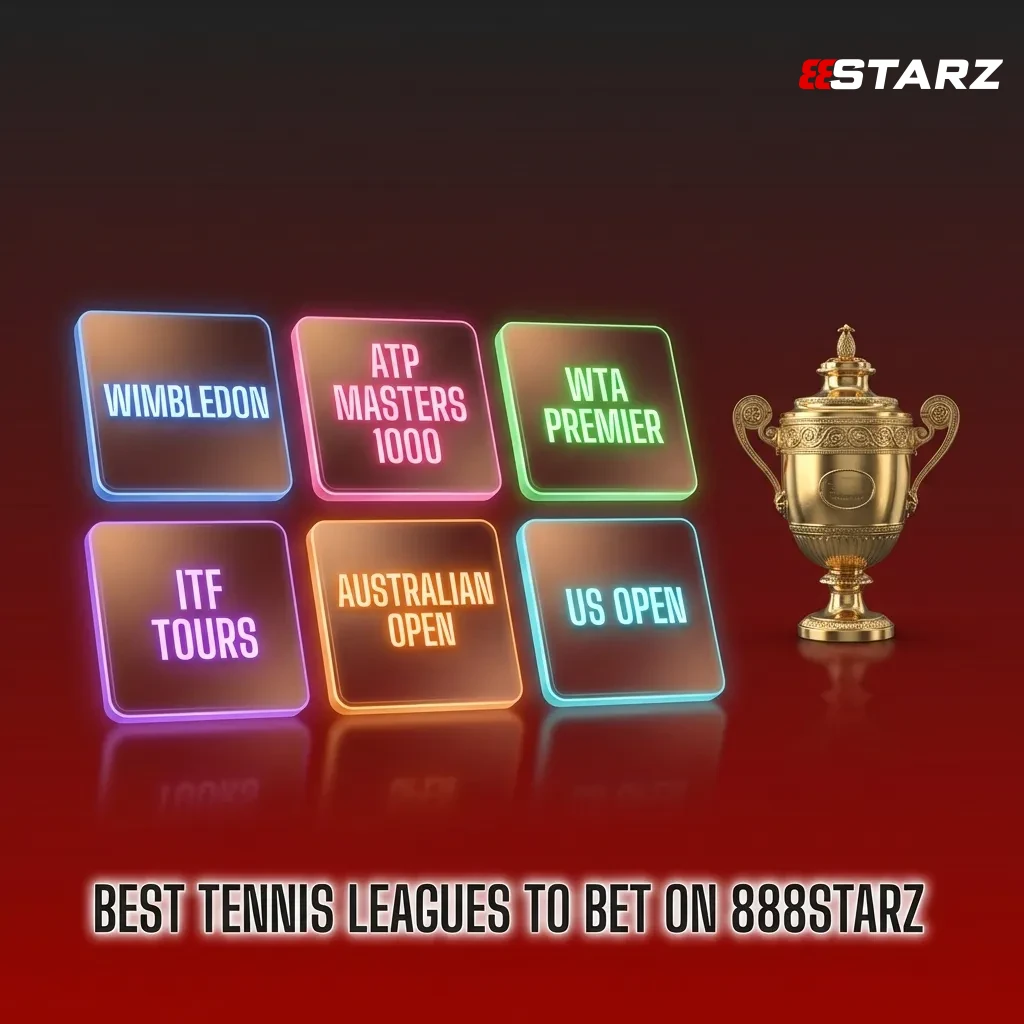 Major tennis tournaments including Grand Slams, ATP Masters, and WTA events featured on 888starz betting platform